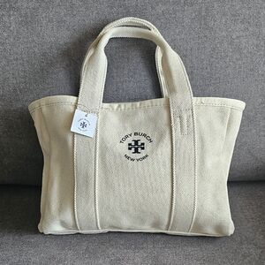 TORY BURCH Mini Mercer Natural Canvas Small Tote Bag